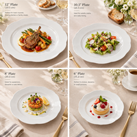 Service d'assiettes de table en céramique blanches personnalisées à bord festonné, assiettes de présentation en porcelaine pour mariage, vaisselle pour hôtels et restaurants