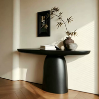 Table console de style moderne artistique pour la maison, avec plateau ovale et base en bois massif, pour le hall d'entrée, le couloir, le salon