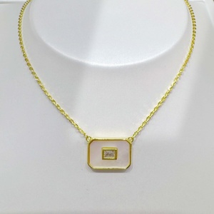 custom 925 plata sterling silver geometric 18k gold plated <b>necklace</b> Everyday Wear Minimalist ladies shell pendant <b>necklaces</b> - Product Image 1
