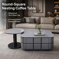 Meuble de salon modulable en panneaux de bois, design élégant, avec huit tiroirs et bords arrondis, éco-responsable, prix compétitif