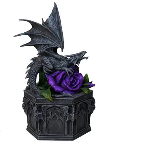 Custom 7,25 Inch Dragon Trinket Box Purple Rose Jewelry BOX