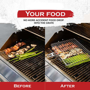 ตะแกรงย่างสเตนเลสแบบไม่ติดกระทะ พร้อมด้ามจับถอดได้ พกพาสะดวก พลิกง่าย สำหรับย่างบาร์บีคิว พิซซ่า ปลา เนื้อสัตว์ และผัก - Product Image 2