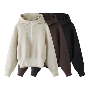 <span class=keywords><strong>Felpe</strong></span> con Cappuccio da <span class=keywords><strong>Donna</strong></span> in Cotone Traspirante con Zip a Quarto, Design a Pannelli, Vestibilità Ampia, Personalizzabili con Logo, Alta Qualità - Product Image 1