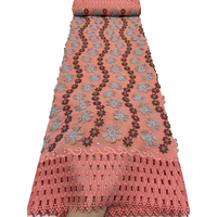 Kain Asoebi NI.AI Mewah dengan Hiasan Bunga 3D, Bahan Katun Lace yang Dapat Larut dalam Air, untuk Gaun Pengantin