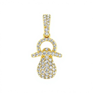 Collar Personalizado de Moda con Colgante de Chupete para Bebé, Joyería con Piedras Naturales en Oro de 10K, Dijes Finos - Product Image 1