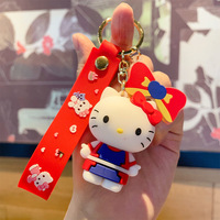 Nouveau porte-clés en silicone créatif en forme de chat de dessin animé pour l'Europe et les États-Unis - Modèle Hello Kitty