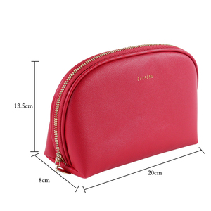Travel <b>Makeup</b> Cosmetic Bag <b>Cases</b> Zipper Closure Women's Red PU Leather National Style Luxury Fashion Polyester Lining Deboss - Product Image 6