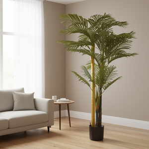 Palmera Artificial de Caña Dorada de 6.5 Pies de Altura, Material PE, Decoración Interior y Exterior, Protección Antivuelco, Maceta de Plástico, para Hogar, Oficina, Almacén - Product Image 2