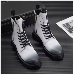 2026 Men's High Top Waterproof Genuine Leather Upper Breathable Short Chelsea Boots Thick Soled Anti Slip Fashion White - Product Image 6