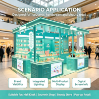 Vitrine de souvenirs pour centre commercial, présentoir pour cadeaux et crèmes pour les mains, comptoir d'exposition lumineux à LED pour boutique de centre commercial