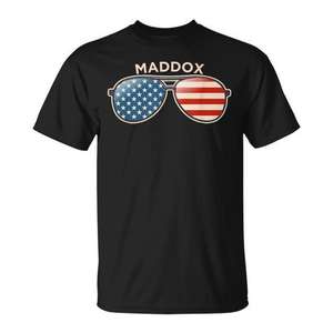 T-shirt promotionnel pour hommes Maddox Vintage Usa Flag Sunglasses, noir - Product Image 1