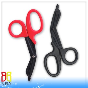Tijeras para vendajes B-FLY de 7.5 pulgadas, mango rojo, hoja dorada, punta curva, grado médico, aptas para quirófanos - Product Image 2