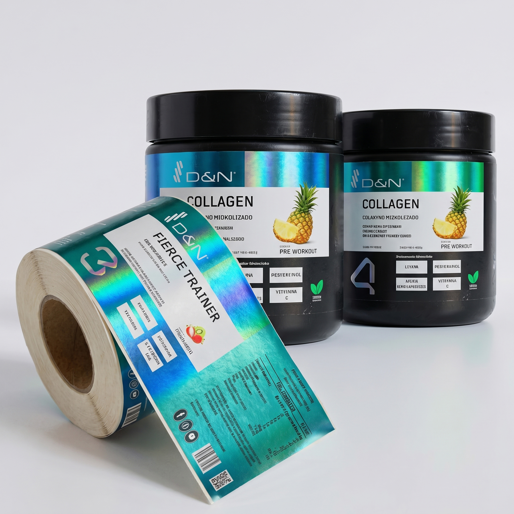 Custom Durable Eco-Friendly Laser Film Adhesive Label Stickers Roll Waterproof Oil Proof Packaging Label for Health Supplements