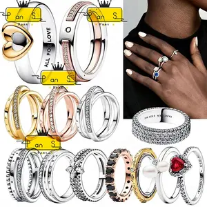 الخاتم الأفضل مبيعاً للسيدات من الفضة عيار 925 الخاتم الثلاثي ملائم اكسسوارات ايباندويرر الاصلية
