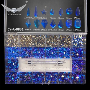 CY Set de Cristales Grandes Multiforma para <span class=keywords><strong>Uñas</strong></span>, Llama Azul, Mezcla de Formas para Nail Art, Pedrería de Lujo a Granel - Product Image 1