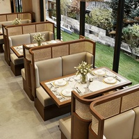 Nouvelle conception OEM ODM, banquette en bois pour café, cafétéria, mobilier commercial pour restaurant, ensemble de table et chaises modulaires pour salle à manger