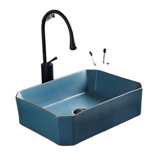 Lavabo da Appoggio in Ceramica Blu Rotondo per <span class=keywords><strong>Bagno</strong></span> e Cucina con Capacità di 12L, Montaggio su Piano, Garanzia di 5+ Anni - Product Image 1