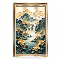 Décoration Murale Cascade de Fleurs Luxueuse - Grande Peinture Paysagère Chinoise Moderne Modèle W136 d'Origine Chine pour Entrée