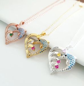Loveher bijoux luxe mode <span class=keywords><strong>dauphin</strong></span> pierre de naissance nom <span class=keywords><strong>collier</strong></span> personnalisé coeur nom <span class=keywords><strong>collier</strong></span> 925 argent laiton pas facile à décolorer - Product Image 1