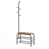 Porte-manteau moderne en acier avec rangement pour chaussures et design 3-en-1 pour chambre, bureau à domicile, entrée - Organisateur de vêtements peu encombrant