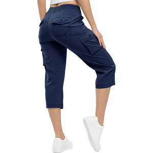 Pantalon cargo pour femme, taille haute élastique, coupe ample, devant plat, jambes droites, en lin, grande taille, style hip-hop, nouvelle mode, hiver - Product Image 3