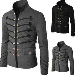 Chaqueta de hombre Saint Vida bordada de doble botonadura, color liso, manga larga, disfraz para actuaciones escénicas, tops de algodón para adulto - Product Image 2