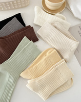 Nouvelles chaussettes en coton côtelé pour femmes, couleur claire d'automne