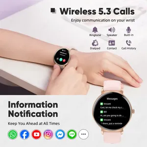 Montre connectée pour femmes, gestion menstruelle, étanche, appels sans fil Android, fréquence cardiaque, boîtier or rose, acier inoxydable, vente en gros - Product Image 3
