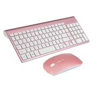 Set Keyboard dan Mouse nirkabel, 2.4G Multimedia Mini ukuran penuh untuk komputer Notebook Laptop Desktop