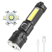 Haute Qualité Professionnel Portable Télescopique Zoom Usb Rechargeable Cob Côté Lampe Abs T6 Led Torches Lumières Tactique Lampe De Poche