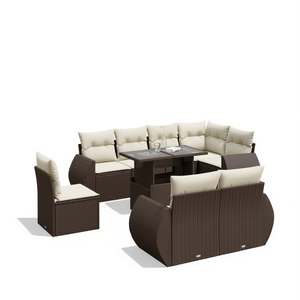 Ensemble de canapés de jardin modulaires en rotin PE brun, mobilier d'extérieur au design contemporain, coussins en mousse haute densité, pour usage extérieur - Product Image 1