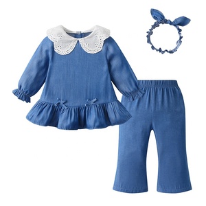 Ensemble 3 pièces pour bébé fille avec col en dentelle, manches longues, tenue de <span class=keywords><strong>princesse</strong></span> printemps automne avec bandeau - Product Image 5