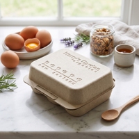 Boîte en pulpe moulée jaune écologique, non toxique, compostable, emballage en papier recyclé durable