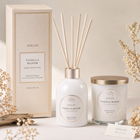 Coffret Cadeau Luxe AIKUN : Bougie Parfumée et Diffuseur à Bâtonnets – Cire de Soja Personnalisable avec Logo pour Parfum d'Ambiance, Marque Privée, Cadeaux de Noël et de Mariage