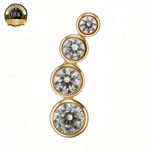 Giometal 18kt oro massiccio genuino diamante lunetta <span class=keywords><strong>Crescendo</strong></span> Top senza filettatura Daith elica Tragus Body Piercing gioielli - Product Image 1
