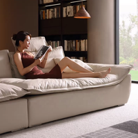 Zayshine Italienisches Minimalistisches Luxus-Sofa-Set aus Weißem Leder für Wohnzimmer, Modulares 3-Sitzer-Sofa für Villa und Apartment, Tiefer Thron-Bodensofa