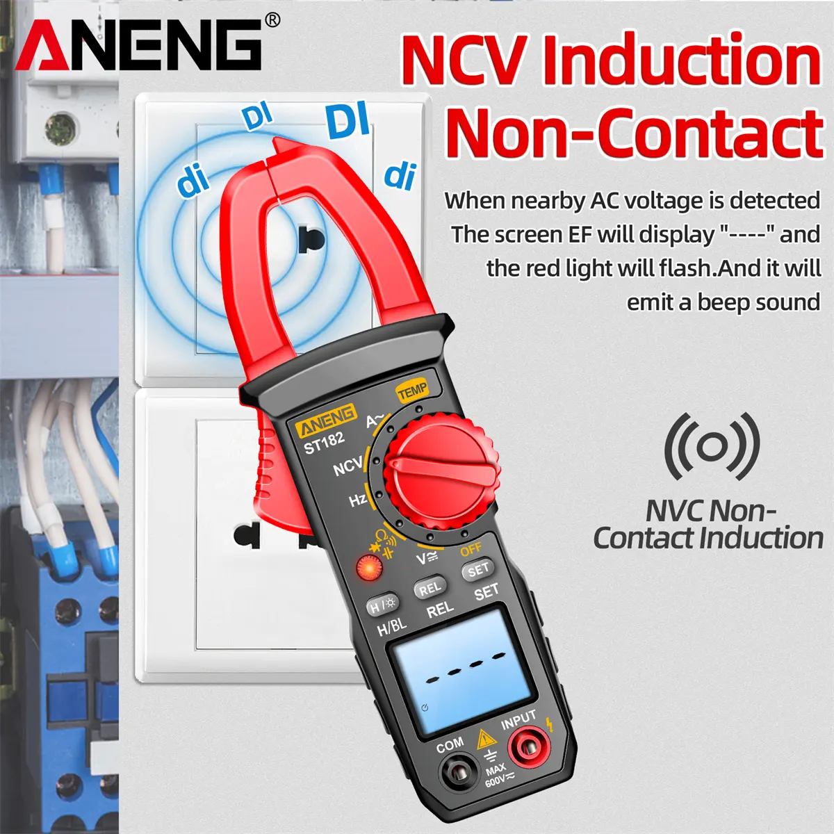 ANENG ST182 Alicates Medidores de voltaje Medidores de abrazadera amperométricos Medidor de dígitos profesional Multímetros Probador automotriz 4000Count Ohm