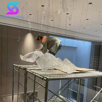 Lustre de plafond ovale en cristal moderne pour hôtel, design personnalisé, LED de luxe, pour salle de banquet, éclairage blanc chaud, installation de projets d'éclairage