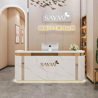 Comptoir de réception en bois imitation marbre personnalisé, mobilier de bureau moderne, bureau de caisse à motif marbre pour salon, hôtel, clinique