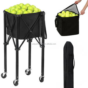 Cesta de tolva para pelotas de tenis, bolsa de ahorro de pelotas de tenis impermeable extraíble, carrito con soporte para colector de pelotas de tenis