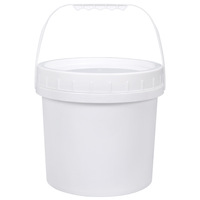 Conteneur en plastique rond de 20 litres de qualité alimentaire avec bouchon à vis, transparent, blanc, imprimé en sérigraphie, seau à eau