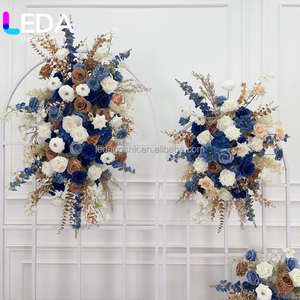 LEDA ชุดดอกไม้ประดับหรูหรา ลูกบอลดอกไม้ สีฟ้า ขาว ทอง ผสมผสานการจัดดอกไม้ งานแต่งงาน ดอกไม้ประดิษฐ์สำหรับตกแต่งงานแต่งงาน - Product Image 6