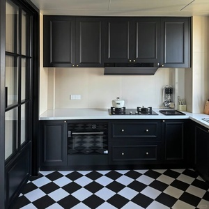 Meuble mural de cuisine blanc en verre avec <span class=keywords><strong>four</strong></span> à double <span class=keywords><strong>porte</strong></span> pour cuisine américaine de luxe, grande surface intégrée - Product Image 6