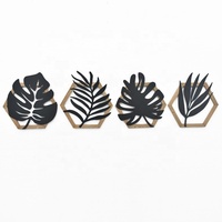 Ferme maison intérieur maison décor luxe hexagone bois cadre métal fer suspendu fleur feuille Art maison mur décor pour salon