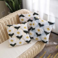 Decoratieve Getuft Boho Sierkussen Cover Bloem Vierkante Kussensloop Voor Slaapkamer Sofa Woonkamer