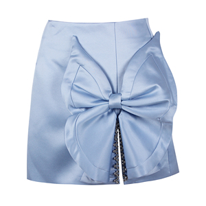 Minigonna da donna con spacco in raso con decorazione a fiocco <span class=keywords><strong>Micro</strong></span> blu cielo popolare - Product Image 3