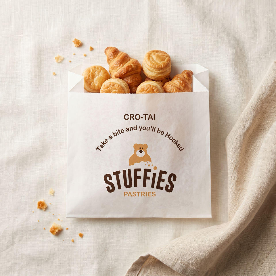 Custom Logo Biodegradable Greaseproof Paper Bags Patch Handle Food ...