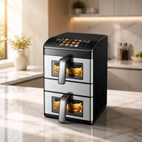 Nouvel arrivage : Friteuse à air électronique à LED, sans huile, double panier 6L+6L, four à cuisson rapide
