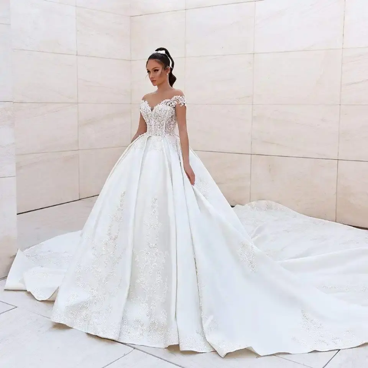embroidered lace applique ball gown wedding dress Karen Millen Organdie Applique Midi Dress main image 1