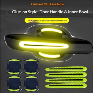 Pelindung Gagang Pintu Mobil Stiker Reflektif Perekat Epoksi Noctilucent Dekorasi Anti Gores Anti Benturan - Product Image 1